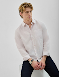 Classic Collar Linen Blend Shirt