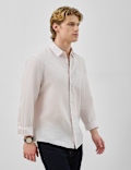 Classic Collar Linen Blend Shirt