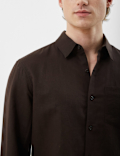 Classic Collar Linen Blend Shirt