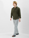 Classic Collar Linen Blend Shirt