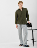 Classic Collar Linen Blend Shirt