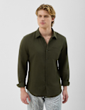 Classic Collar Linen Blend Shirt