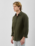 Classic Collar Linen Blend Shirt