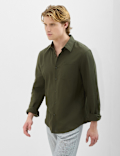 Classic Collar Linen Blend Shirt