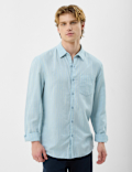 Classic Collar Linen Blend Stripe Shirt