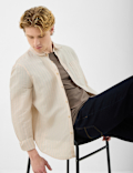 Classic Collar Linen Blend Stripe Shirt