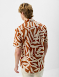 Short Sleeve Printed Shirt, Linen Blend