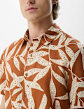 Short Sleeve Printed Shirt, Linen Blend