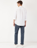 Flax Mix Printed Spread Collar Shirt