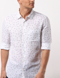 Dragonfly Printed Linen Mix Shirt