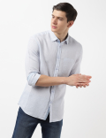 Linen Mini Floral Printed Shirt