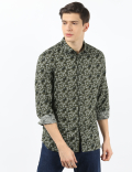 Linen Cotton Leaf Printed Shirt