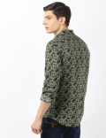 Linen Cotton Leaf Printed Shirt