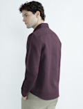 Linen Rich Spread Collar Plain Shirt