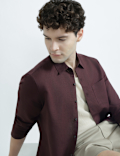 Regular Fit Linen Rich Classic Collar Shirt