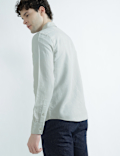 Linen Rich Spread Collar Plain Shirt