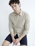Regular Fit Linen Rich Classic Collar Shirt