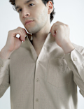 Regular Fit Linen Rich Classic Collar Shirt