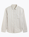 Regular Fit Linen Rich Striped Shirt
