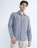 Linen Rich Spread Collar Check Shirt