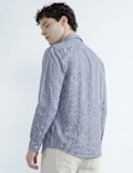 Linen Rich Spread Collar Check Shirt