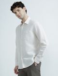 Linen Rich Spread Collar Check Shirt