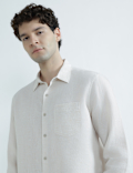 Linen Rich Spread Collar Check Shirt
