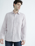 Linen Rich Spread Collar Check Shirt