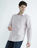 Linen Rich Spread Collar Check Shirt