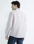 Linen Rich Spread Collar Check Shirt