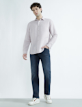 Linen Rich Spread Collar Check Shirt