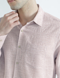 Regular Fit Linen Rich Classic Collar Shirt