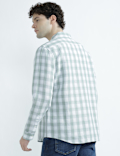 Linen Rich Spread Collar Check Shirt