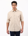 Linen Mix Plain Spread Collar Shirts