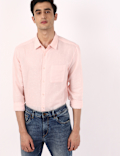 Linen Mix Plain Spread Collar Shirts