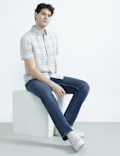 Linen Rich Spread Collar Check Shirt