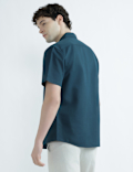 Linen Rich Spread Collar Plain Shirt