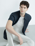 Regular Fit Linen Rich Short Sleeve Shirt