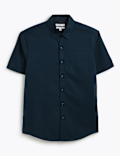 Regular Fit Linen Rich Short Sleeve Shirt