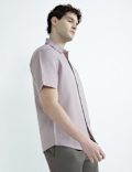 Linen Rich Spread Collar Plain Shirt