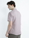 Linen Rich Spread Collar Plain Shirt
