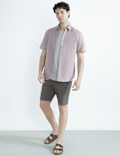 Linen Rich Spread Collar Plain Shirt