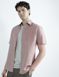 Regular Fit Linen Rich Short Sleeve Shirt