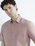 Regular Fit Linen Rich Short Sleeve Shirt