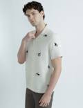Linen Rich Cuban Collar Printed Shirt