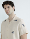 Linen Rich Printed Cuban Collar Shirt