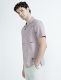 Linen Rich Cuban Collar Printed Shirt