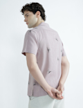 Linen Rich Cuban Collar Printed Shirt