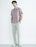 Linen Rich Cuban Collar Printed Shirt
