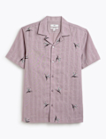 Linen Rich Printed Cuban Collar Shirt